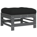 vidaXL 2 db szürke tömör fenyőfa kerti lábzsámoly párnával