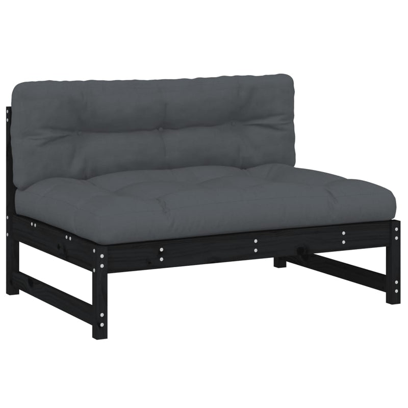 vidaXL fekete tömör fenyőfa középső kanapé 120 x 80 cm
