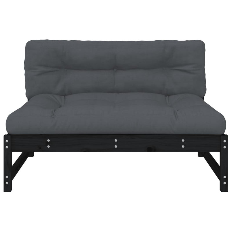 vidaXL fekete tömör fenyőfa középső kanapé 120 x 80 cm