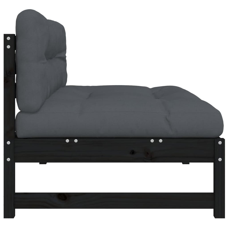 vidaXL fekete tömör fenyőfa középső kanapé 120 x 80 cm