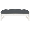 vidaXL fehér tömör fenyőfa kerti lábzsámoly párnával 120x80 cm