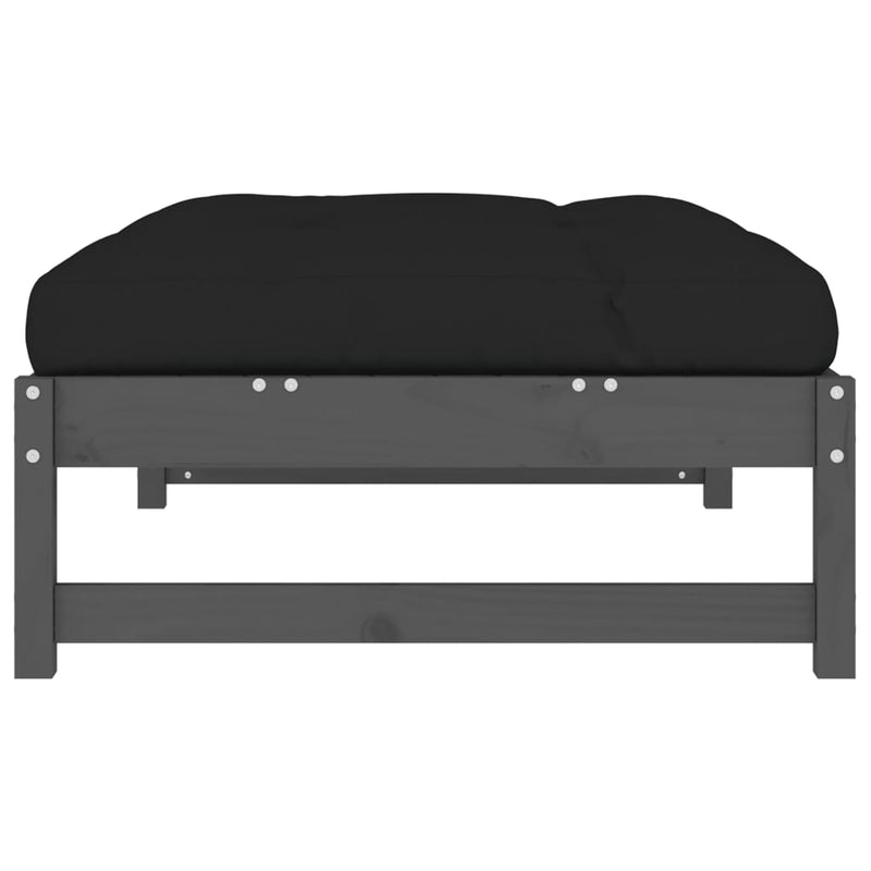 vidaXL szürke tömör fenyőfa kerti lábzsámoly párnával 120x80 cm
