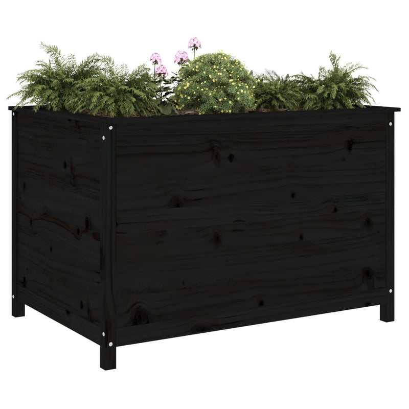 vidaXL fekete tömör fenyőfa kerti magaságyás 119,5 x 82,5 x 78 cm