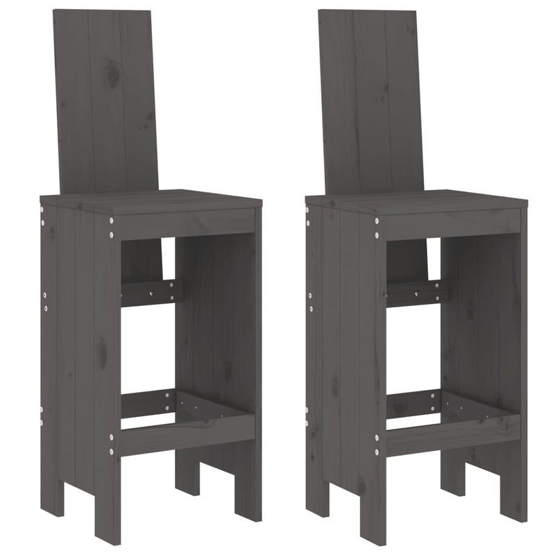 vidaXL 2 db szürke tömör fenyőfa bárszék 40x42x120 cm