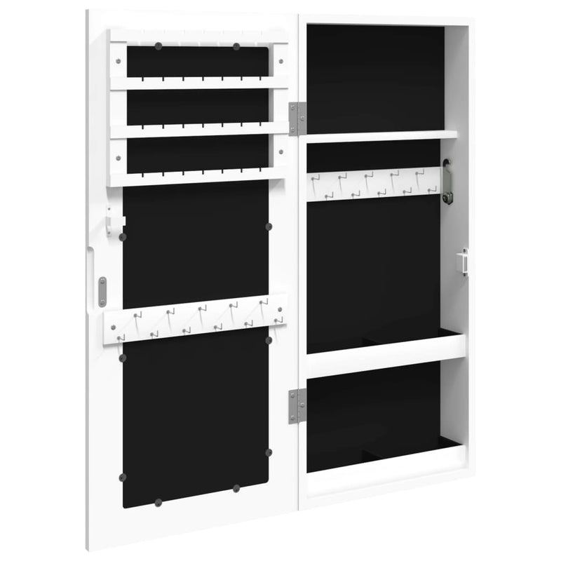 vidaXL fehér falra szerelhető tükrös ékszerszekrény 30x8,5x67 cm