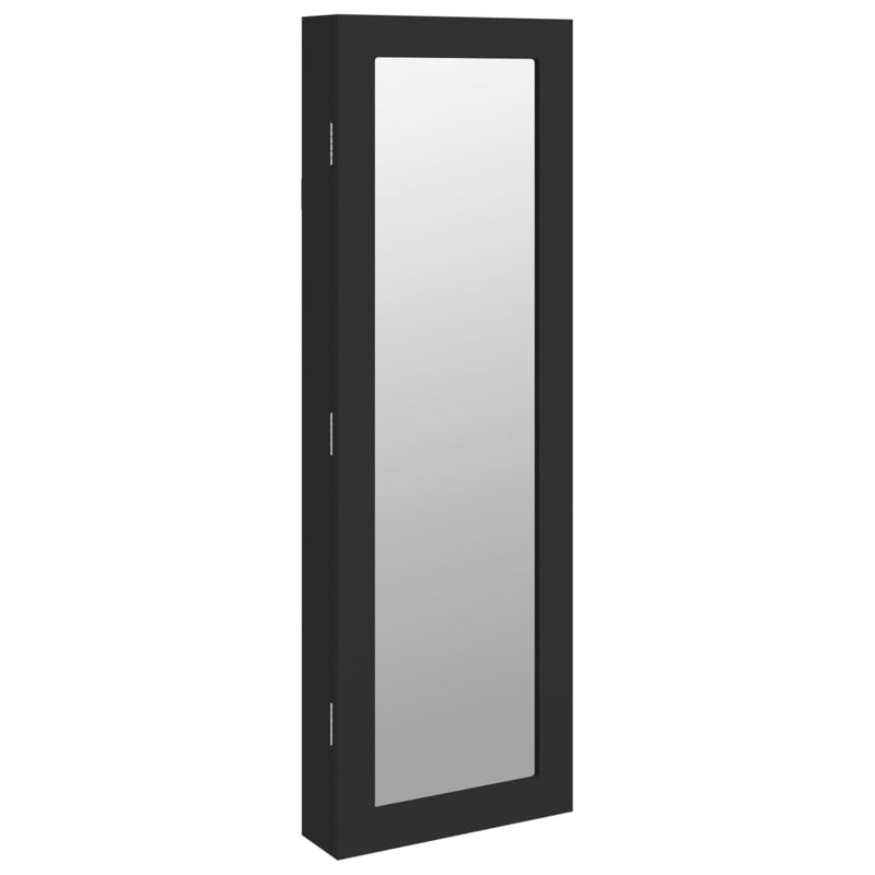 vidaXL fekete falra szerelhető tükrös ékszerszekrény 30x8,5x90 cm