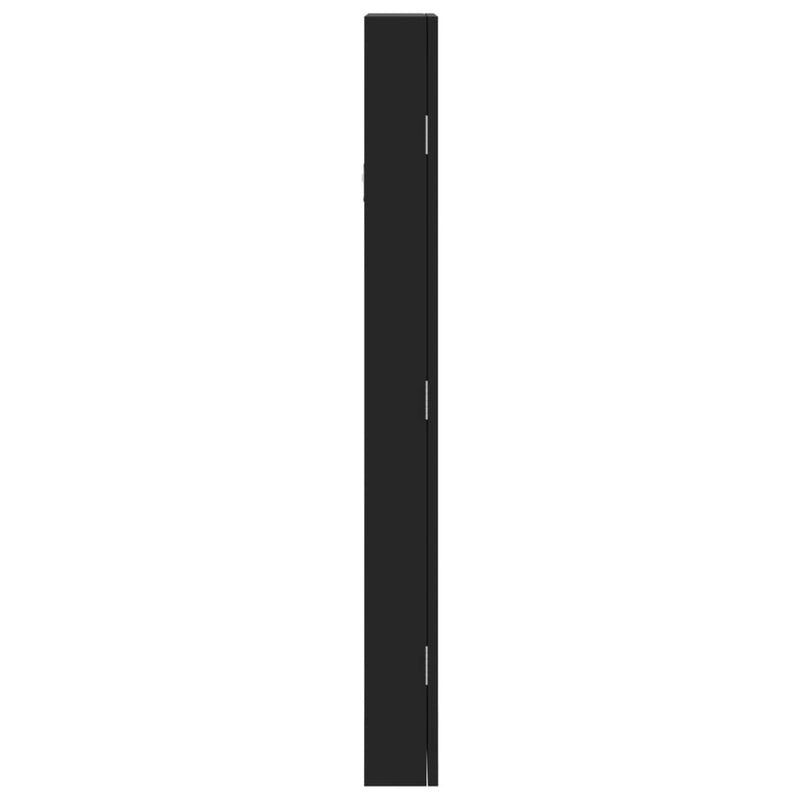 vidaXL fekete falra szerelhető tükrös ékszerszekrény 30x8,5x90 cm