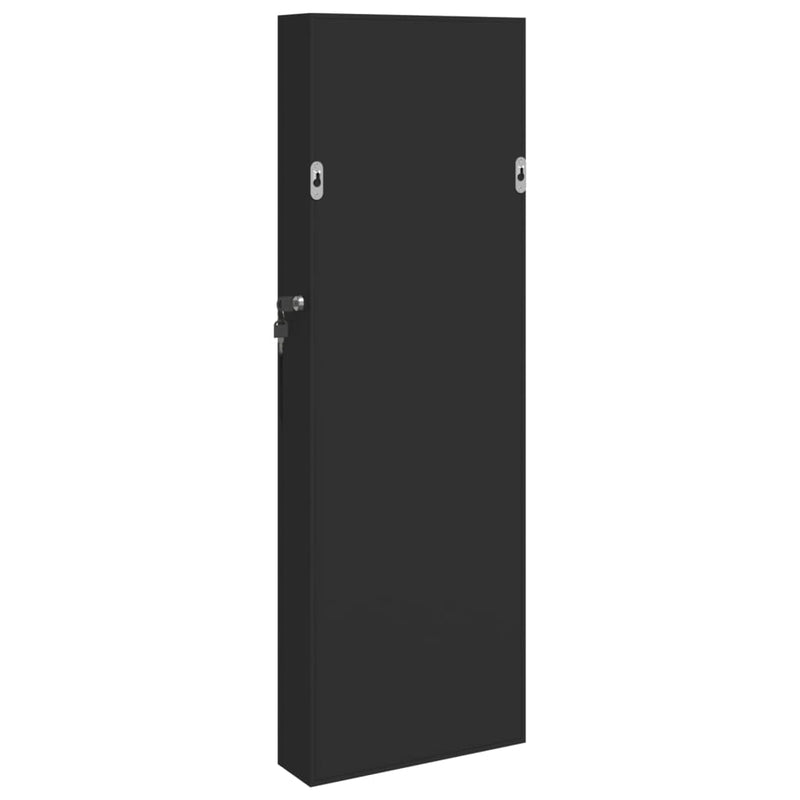 vidaXL fekete falra szerelhető tükrös ékszerszekrény 30x8,5x90 cm