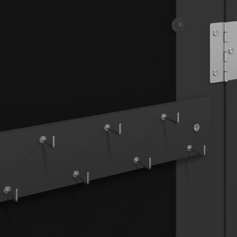 vidaXL fekete falra szerelhető tükrös ékszerszekrény 30x8,5x90 cm