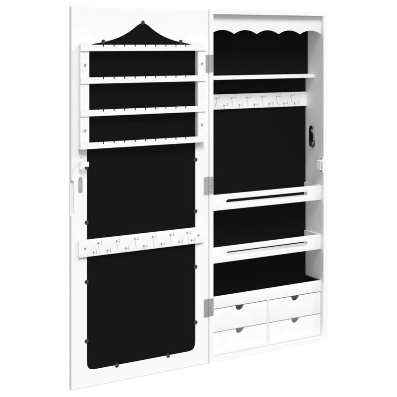 vidaXL fehér falra szerelhető tükrös ékszerszekrény 37,5x10x90 cm