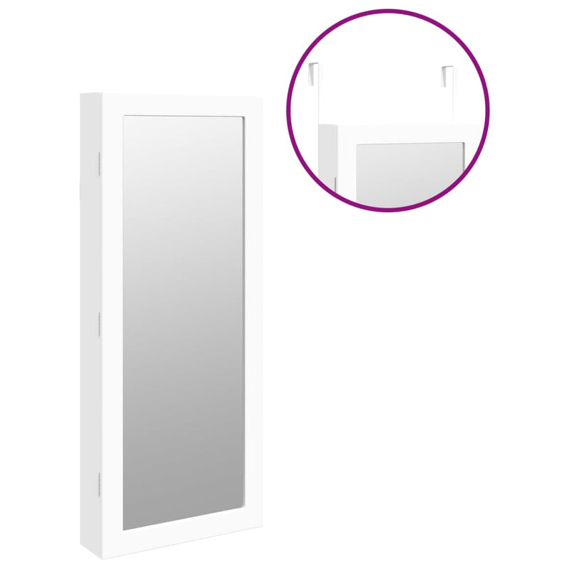 vidaXL fehér falra szerelhető tükrös ékszerszekrény LED fényekkel