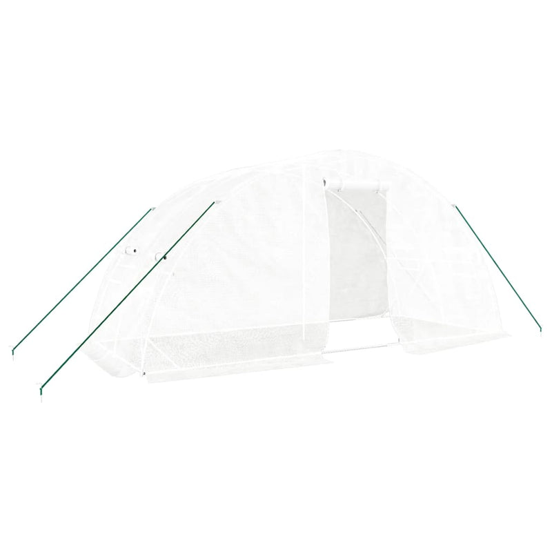 vidaXL fehér acélvázas melegház 10 m² 5 x 2 x 2,3 m