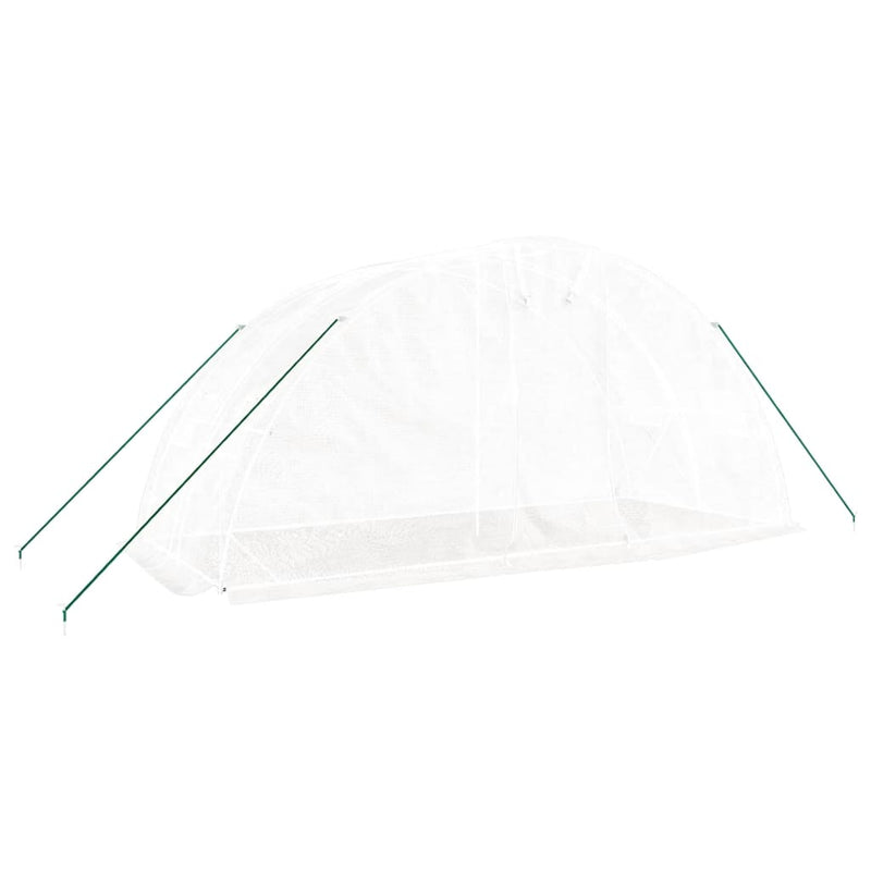 vidaXL fehér acélvázas melegház 10 m² 5 x 2 x 2,3 m
