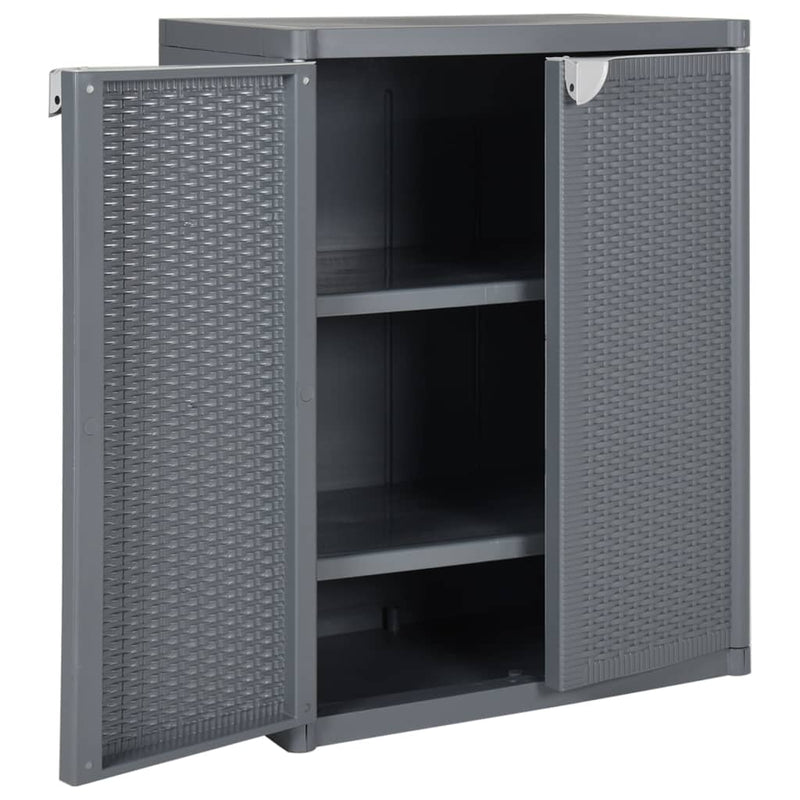 vidaXL szürke PP rattan kerti tárolószekrény 65 x 45 x 88 cm