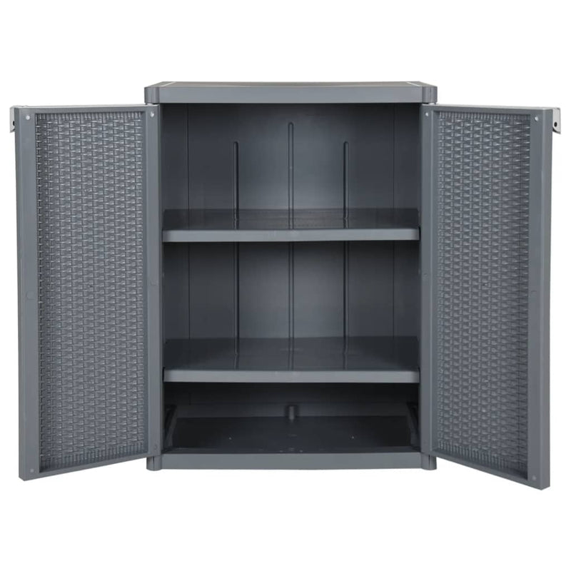 vidaXL szürke PP rattan kerti tárolószekrény 65 x 45 x 88 cm