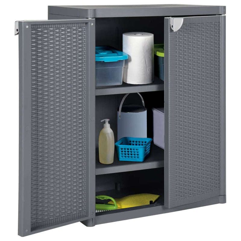 vidaXL szürke PP rattan kerti tárolószekrény 65 x 45 x 88 cm