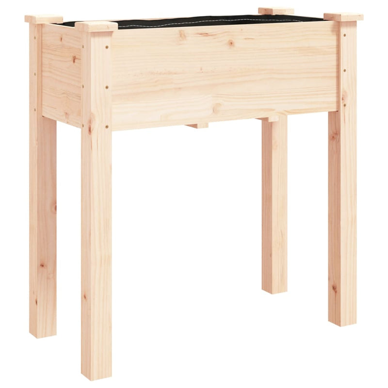 vidaXL tömör fenyőfa kerti ültetőláda béléssel 71 x 37 x 76 cm