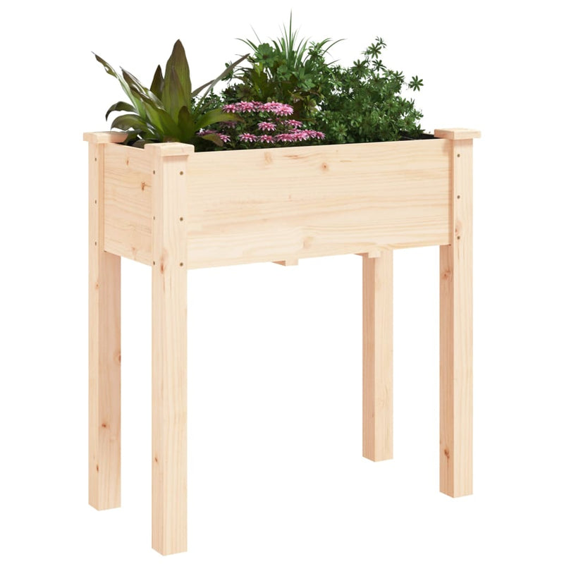 vidaXL tömör fenyőfa kerti ültetőláda béléssel 71 x 37 x 76 cm