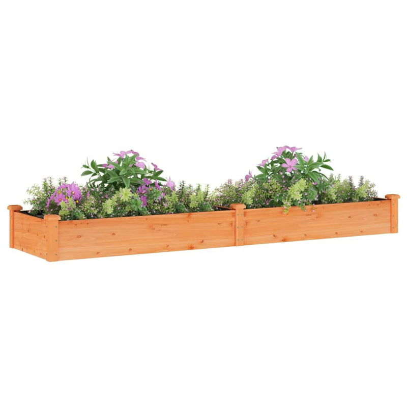 vidaXL barna tömör fenyőfa kerti magaságyás béléssel 240x60x25 cm