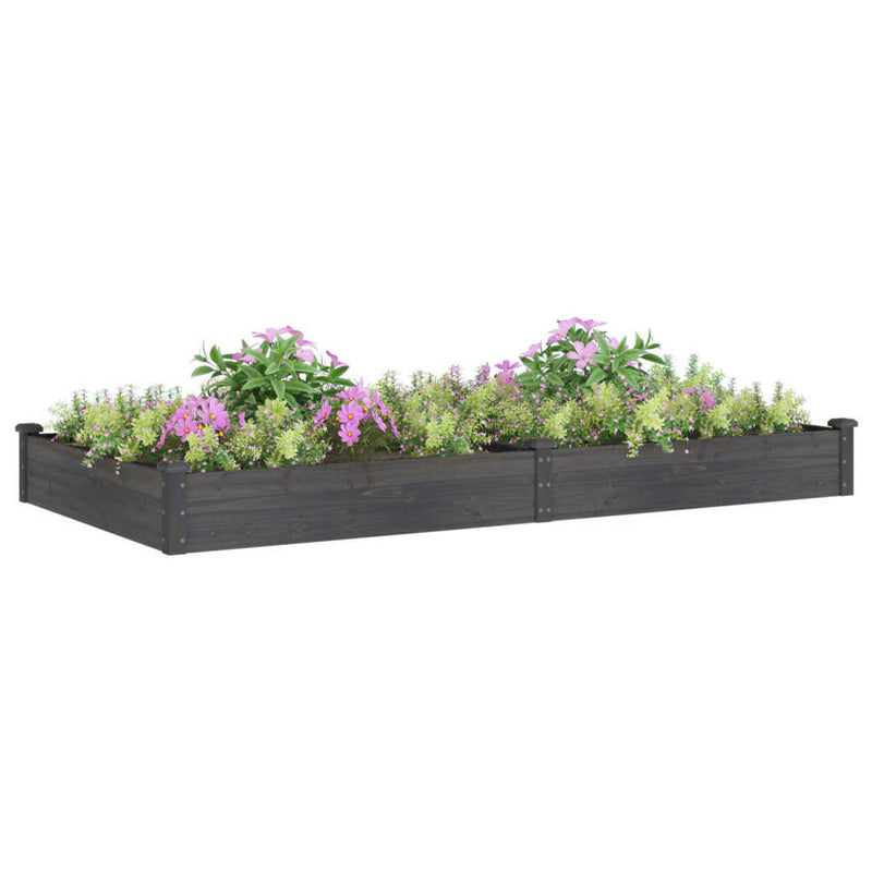vidaXL szürke tömör fenyőfa kerti magaságyás béléssel 240x120x25 cm