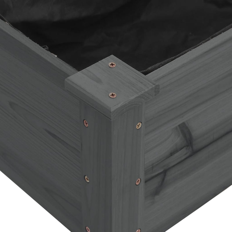 vidaXL szürke tömör fenyőfa kerti magaságyás béléssel 240x120x25 cm