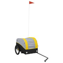 vidaXL fekete-sárga vas kerékpár-utánfutó 30 kg
