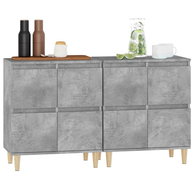 vidaXL 2 db betonszürke szerelt fa tálalószekrény 60 x 35 x 70 cm