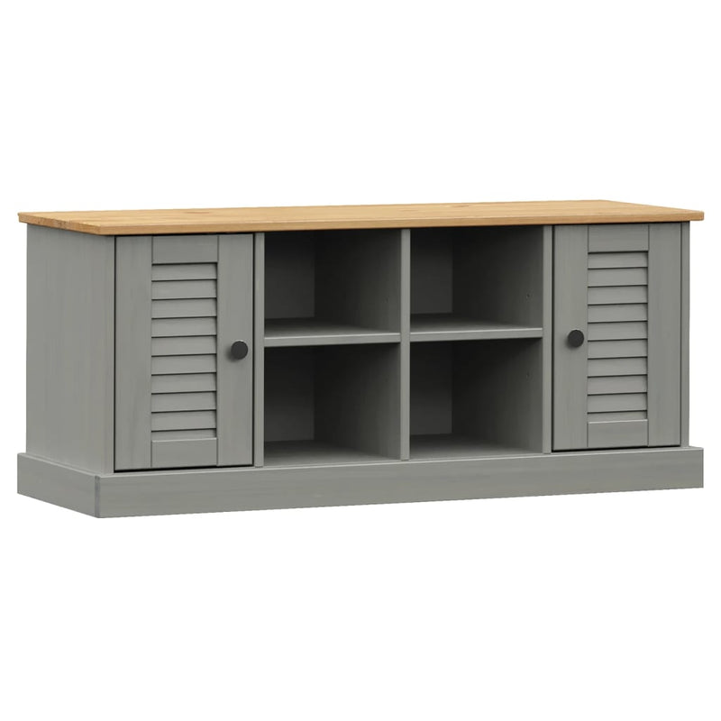 vidaXL VIGO szürke tömör fenyőfa cipőtároló pad 106 x 35 x 45 cm