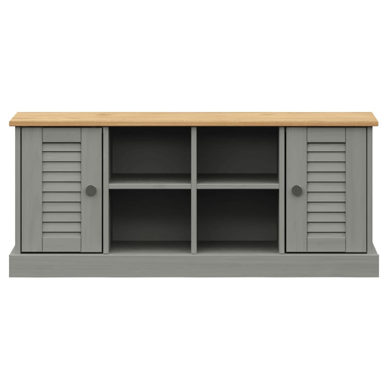 vidaXL VIGO szürke tömör fenyőfa cipőtároló pad 106 x 35 x 45 cm