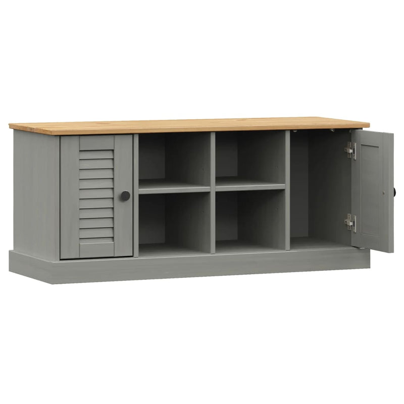 vidaXL VIGO szürke tömör fenyőfa cipőtároló pad 106 x 35 x 45 cm