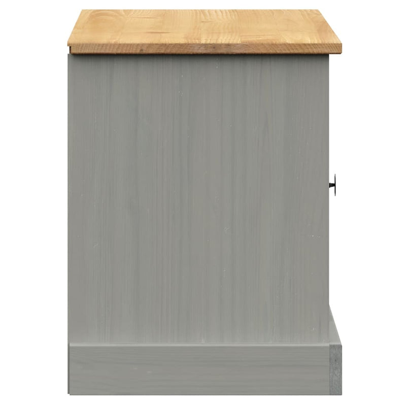 vidaXL VIGO szürke tömör fenyőfa cipőtároló pad 106 x 35 x 45 cm
