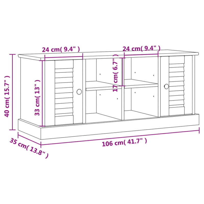 vidaXL VIGO szürke tömör fenyőfa cipőtároló pad 106 x 35 x 45 cm