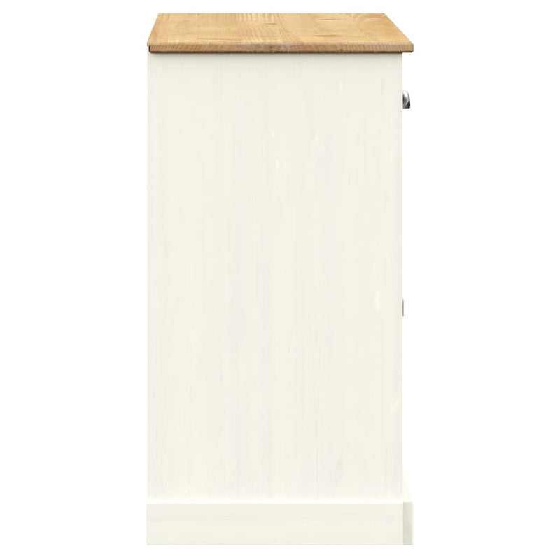 vidaXL VIGO fehér tömör fenyőfa fiókos tálalószekrény 113x40x75 cm