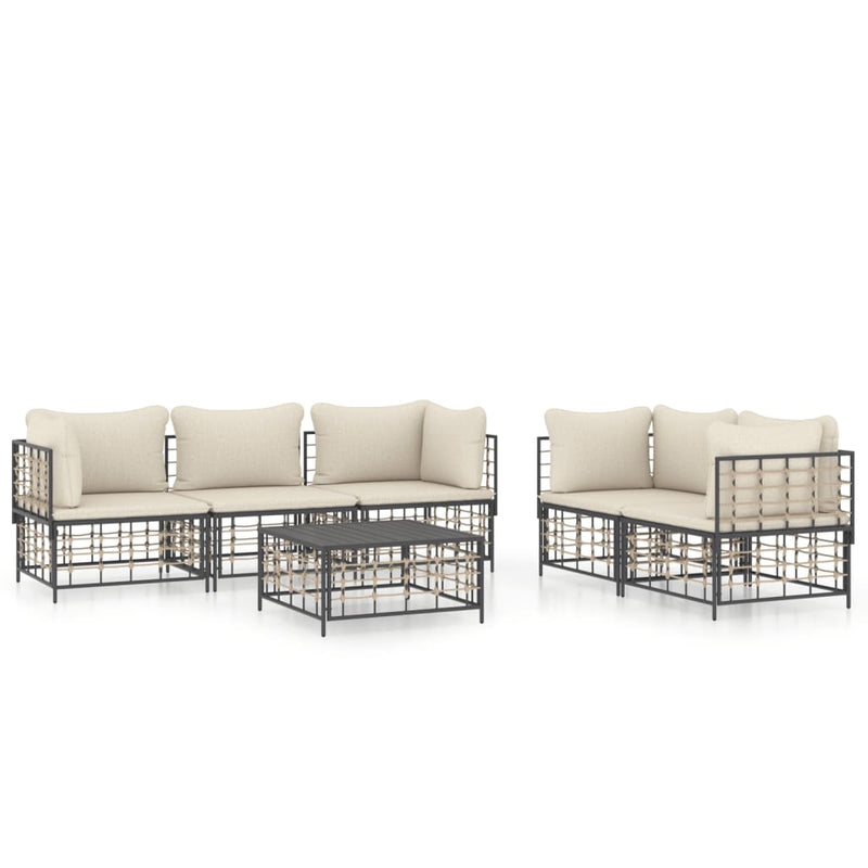 vidaXL 6 részes antracitszürke polyrattan kerti ülőgarnitúra párnákkal