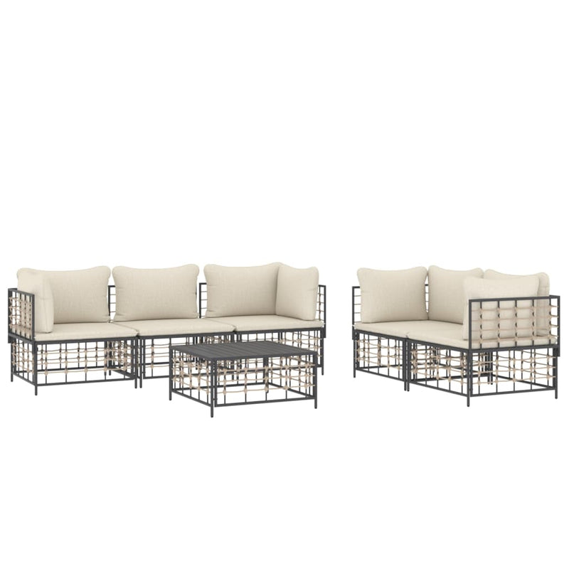 vidaXL 6 részes antracitszürke polyrattan kerti ülőgarnitúra párnákkal