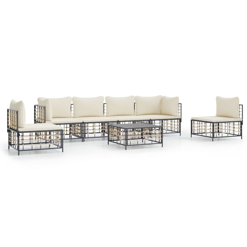vidaXL 7 részes antracitszürke polyrattan kerti ülőgarnitúra párnákkal