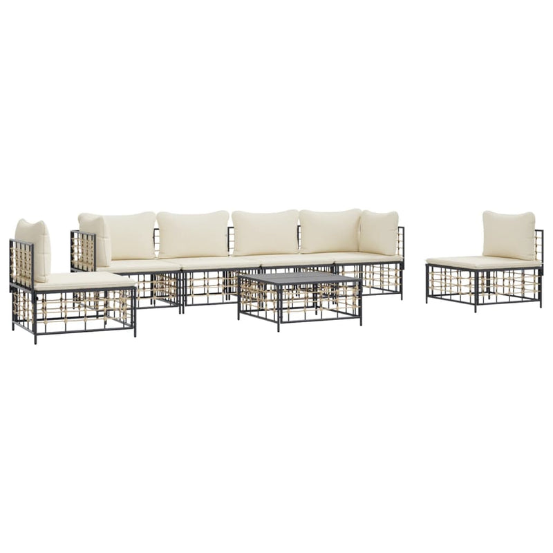 vidaXL 7 részes antracitszürke polyrattan kerti ülőgarnitúra párnákkal