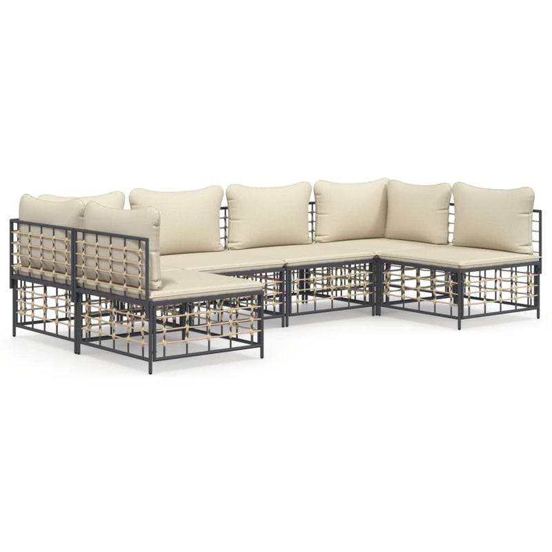 vidaXL 6 részes antracitszürke polyrattan kerti ülőgarnitúra párnákkal