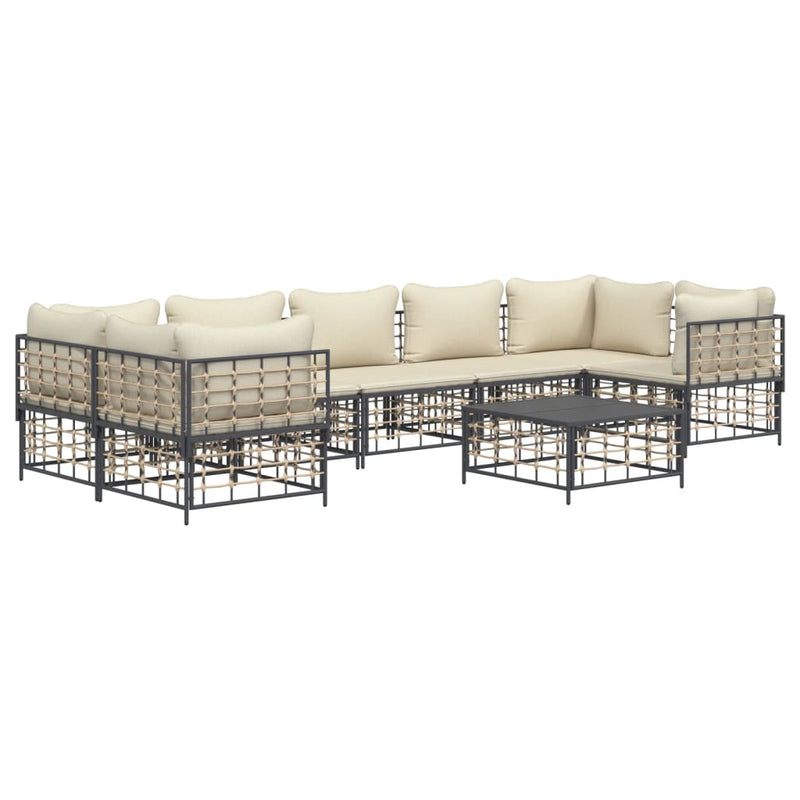 vidaXL 8 részes antracitszürke polyrattan kerti ülőgarnitúra párnákkal