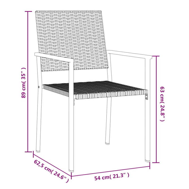 vidaXL 4 db fekete polyrattan kerti szék párnával 54x62,5x89 cm