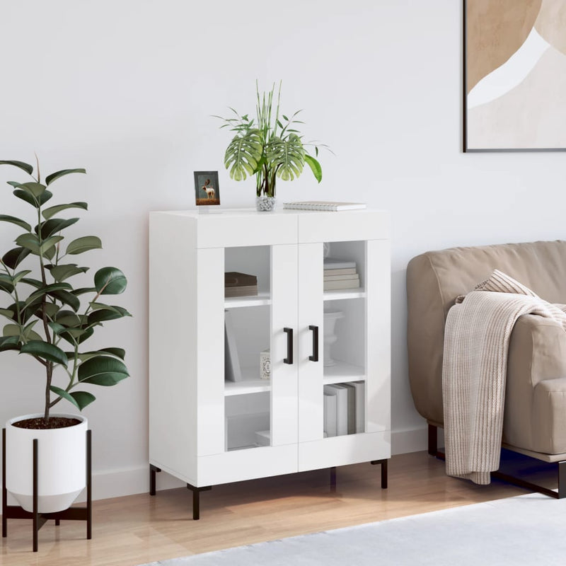 vidaXL magasfényű fehér szerelt fa tálalószekrény 69,5 x 34 x 90 cm