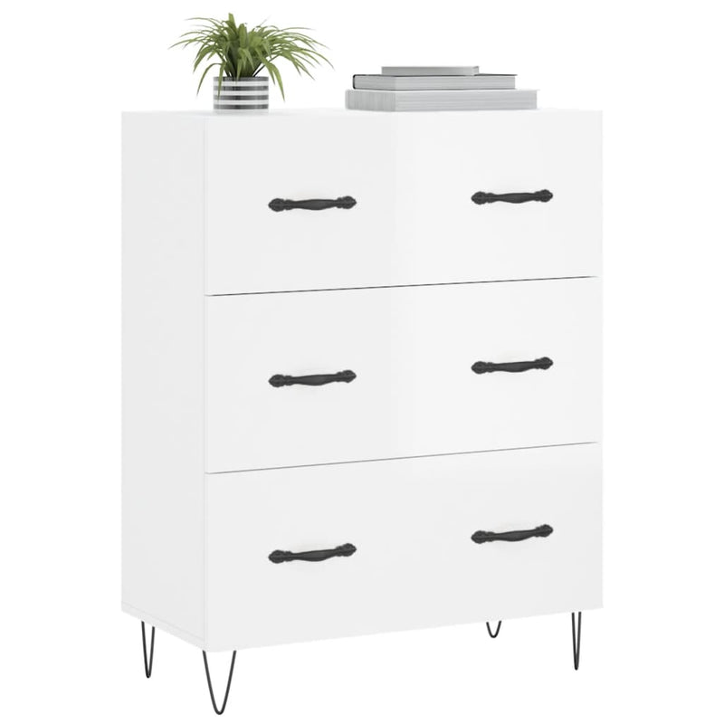 vidaXL magasfényű fehér szerelt fa tálalószekrény 69,5 x 34 x 90 cm