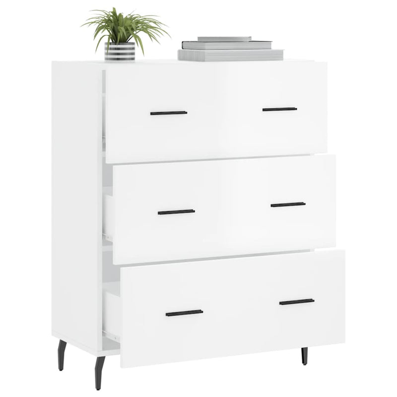 vidaXL magasfényű fehér szerelt fa tálalószekrény 69,5 x 34 x 90 cm