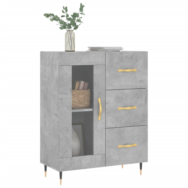 vidaXL betonszürke szerelt fa tálalószekrény 69,5 x 34 x 90 cm
