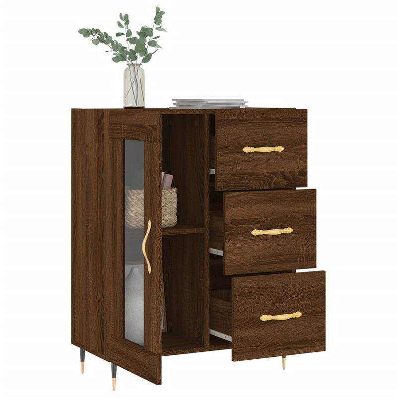 vidaXL barna tölgy színű szerelt fa tálalószekrény 69,5 x 34 x 90 cm