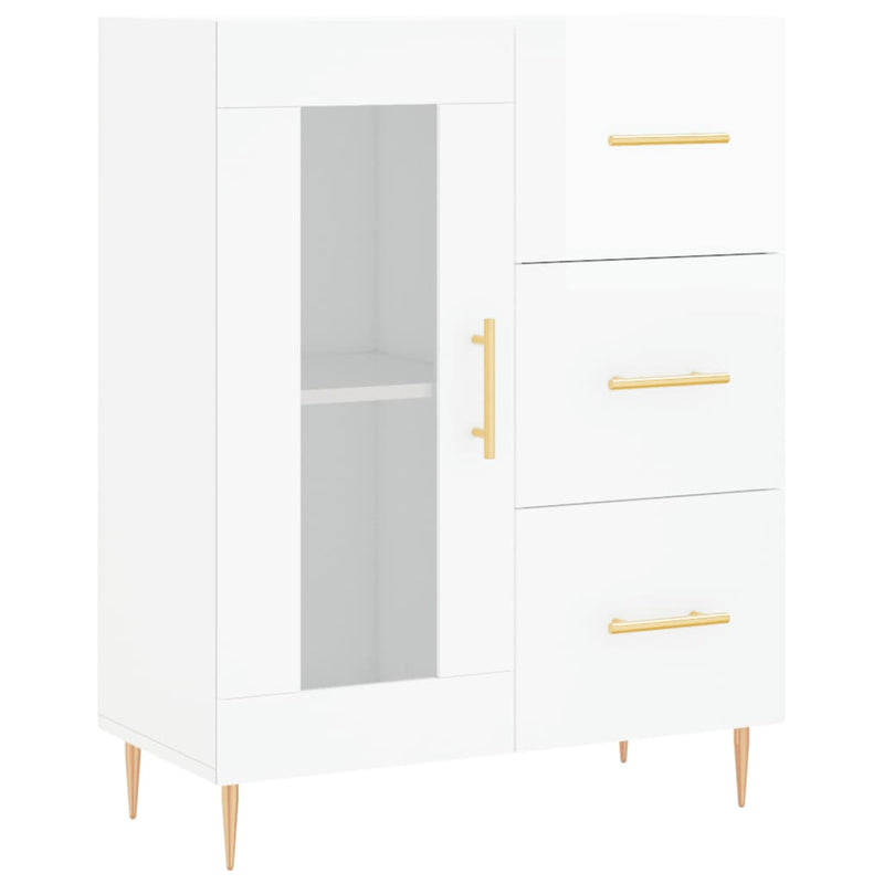 vidaXL magasfényű fehér szerelt fa tálalószekrény 69,5 x 34 x 90 cm