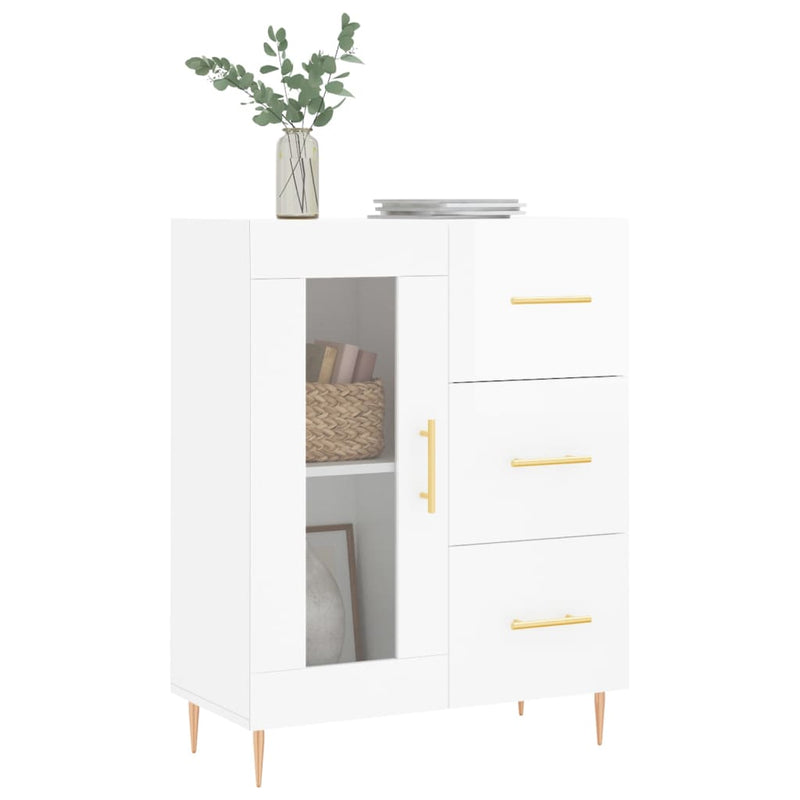 vidaXL magasfényű fehér szerelt fa tálalószekrény 69,5 x 34 x 90 cm