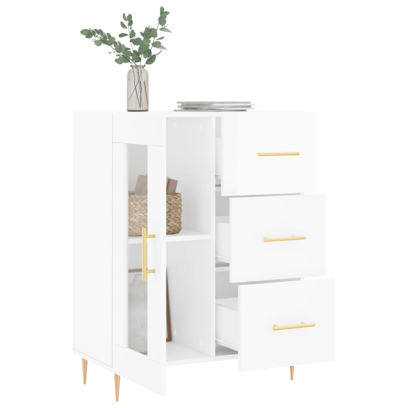 vidaXL magasfényű fehér szerelt fa tálalószekrény 69,5 x 34 x 90 cm
