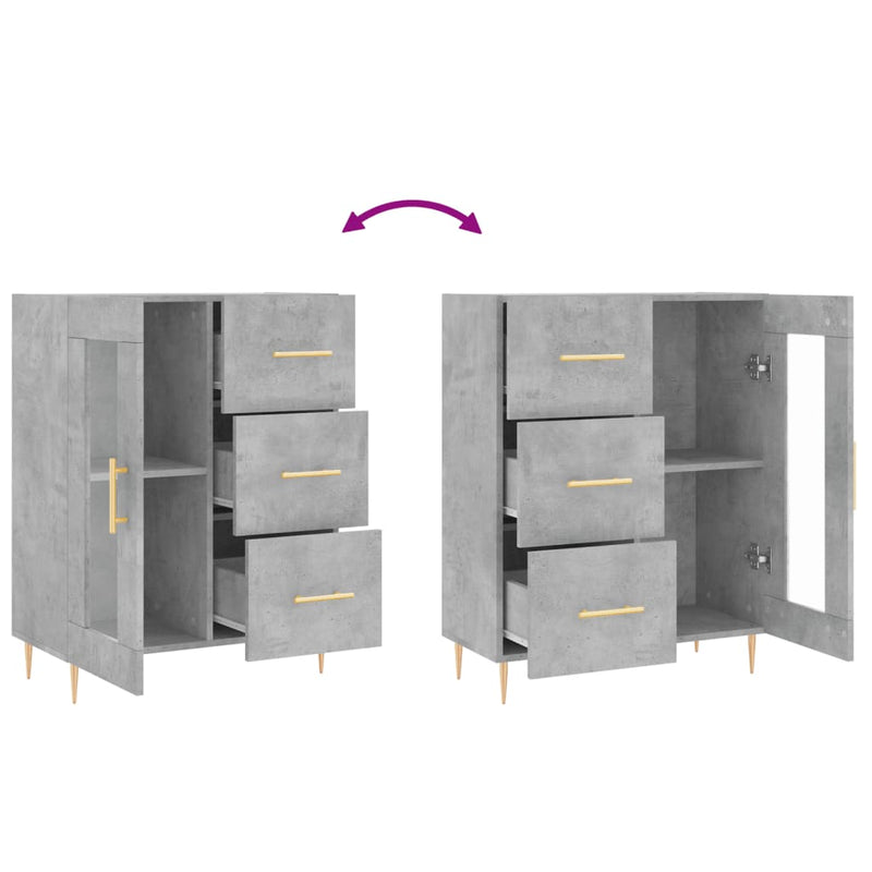 vidaXL betonszürke szerelt fa tálalószekrény 69,5 x 34 x 90 cm