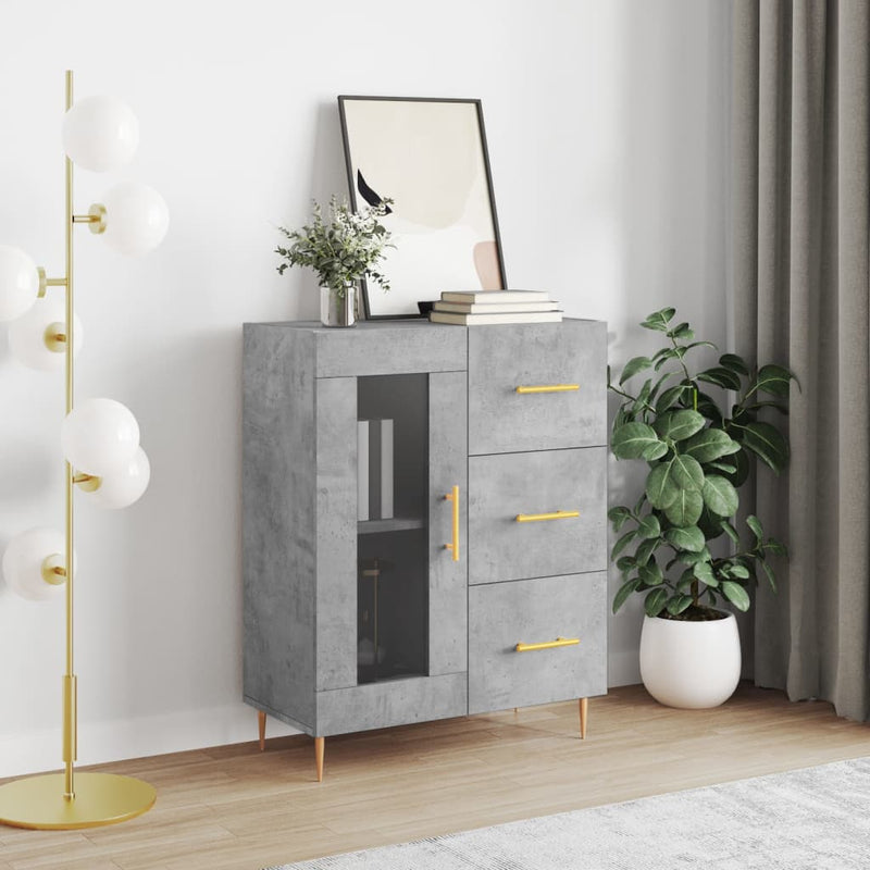 vidaXL betonszürke szerelt fa tálalószekrény 69,5 x 34 x 90 cm
